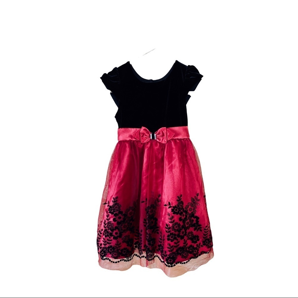 Girl Dress Black/Burgundy
